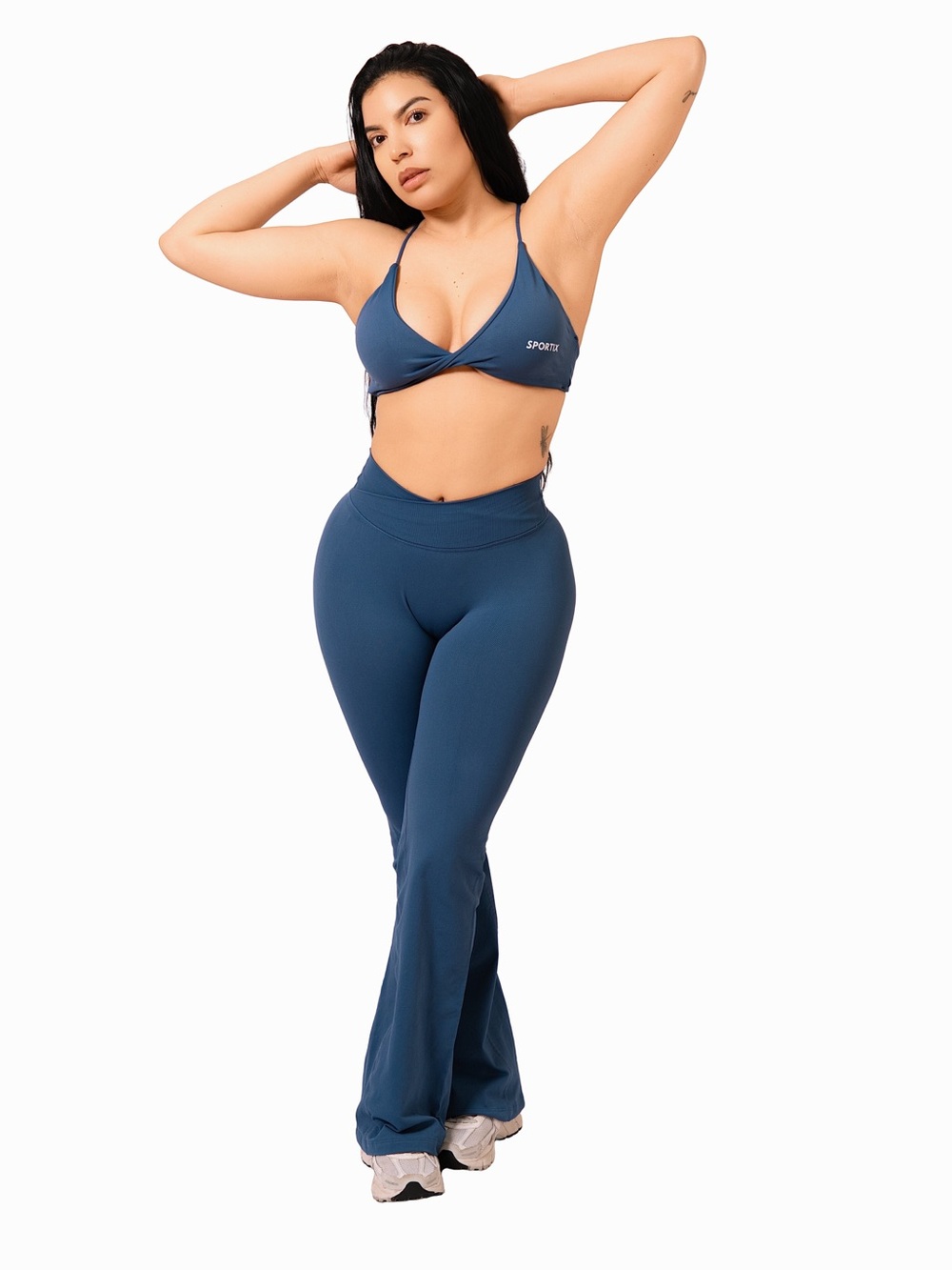 Blue High-Rise Flare Leggings
